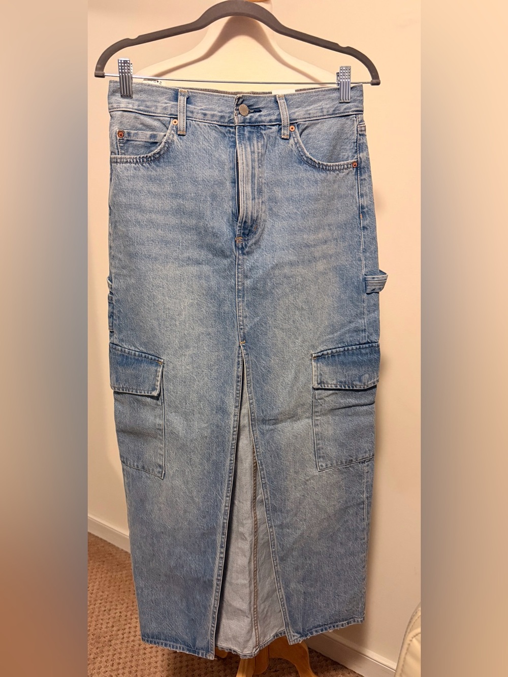 Denim Forum ’90s Maxi Cargo Jean Skirt Size 26 NWT